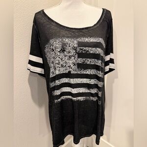 Lane Bryant Black and White Short Sleeve Tee